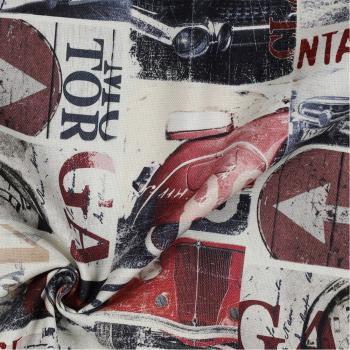 Preview: Canvas Vintage Cars Rot/Ecru